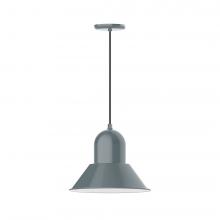 Montclair Light Works PEB124-40-L13 - 14" Prima shade, LED Pendant with black cord and canopy, Slate Gray