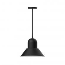 Montclair Light Works PEB124-41-C21-L13 - 14" Prima shade, LED Pendant with white cord and canopy, Black