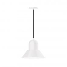 Montclair Light Works PEB124-44-L13 - 14" Prima shade, LED Pendant with black cord and canopy, White