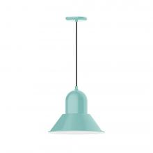 Montclair Light Works PEB124-48-C26-L13 - 14" Prima shade, LED Pendant with ivory fabric cord and canopy, Sea Green