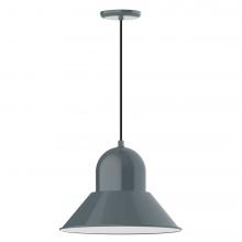 Montclair Light Works PEB125-40-C25-L13 - 16" Prima shade, LED Pendant with polished copper fabric cord and canopy, Slate Gray