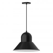 Montclair Light Works PEB125-41-C04-L13 - 16" Prima shade, LED Pendant with black and white houndstooth fabric cord and canopy, Black