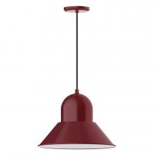 Montclair Light Works PEB125-55-C20-L13 - 16" Prima shade, LED Pendant with white solid fabric cord and canopy, Barn Red