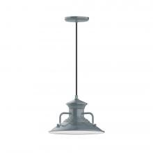 Montclair Light Works PEB142-40-L12 - 12" Homestead shade, LED Pendant with black cord and canopy, Slate Gray