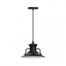 Montclair Light Works PEB142-41-L12 - 12" Homestead shade, LED Pendant with black cord and canopy, Black