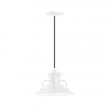 Montclair Light Works PEB142-44-C21-L12 - 12" Homestead shade, LED Pendant with white cord and canopy, White