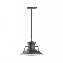 Montclair Light Works PEB142-51-C21-L12 - 12" Homestead shade, LED Pendant with white cord and canopy, Architectural Bronze