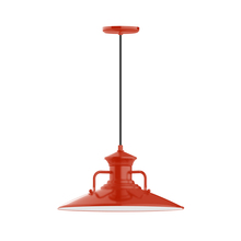Montclair Light Works PEB143-26 - 18" Homestead shade, pendant with black cord and canopy, Vermillion