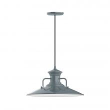 Montclair Light Works PEB143-40-C25-L13 - 18" Homestead shade, LED Pendant with polished copper fabric cord and canopy, Slate Gray