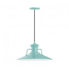 Montclair Light Works PEB143-48-C21 - 18" Homestead shade, pendant with white cord and canopy, Sea Green