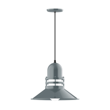 Montclair Light Works PEB150-40-C11 - 16" Atomic shade, pendant with Gray and Yellow Dot Fabric Cord and canopy, Slate Gray