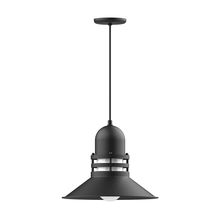 Montclair Light Works PEB150-41-C11 - 16" Atomic shade, pendant with Gray and Yellow Dot Fabric Cord and canopy, Black