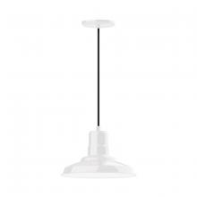 Montclair Light Works PEB182-44 - 12" Warehouse shade, pendant with black cord and canopy, White