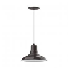 Montclair Light Works PEB182-51 - 12" Warehouse shade, pendant with black cord and canopy, Architectural Bronze
