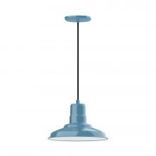 Montclair Light Works PEB182-54-C12-L12 - 12" Warehouse shade, LED Pendant with gray solid fabric cord and canopy, Light Blue