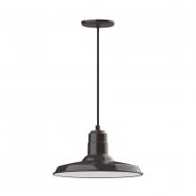 Montclair Light Works PEB183-51-C21 - 14" Warehouse shade, pendant with white cord and canopy, Architectural Bronze