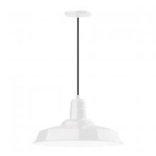 Montclair Light Works PEB185-44-C21 - 18" Warehouse shade, pendant with white cord and canopy, White