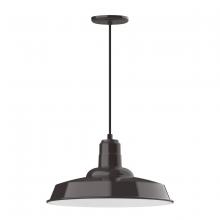 Montclair Light Works PEB185-51 - 18" Warehouse shade, pendant with black cord and canopy, Architectural Bronze