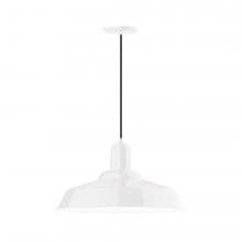 Montclair Light Works PEB186-44-C24-L14 - 20" Warehouse shade, LED Pendant with cool tweed fabric cord and canopy, White