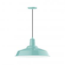 Montclair Light Works PEB186-48-C24-L14 - 20" Warehouse shade, LED Pendant with cool tweed fabric cord and canopy, Sea Green