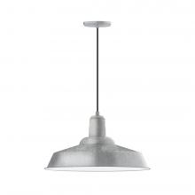  PEB186-49-C24-L14 - 20" Warehouse shade, LED Pendant with cool tweed fabric cord and canopy, Painted Galvanized