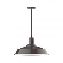 Montclair Light Works PEB186-51-C12-L14 - 20" Warehouse shade, LED Pendant with gray solid fabric cord and canopy, Architectural Bronze