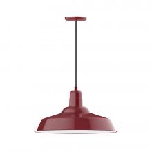 Montclair Light Works PEB186-55-C12-L14 - 20" Warehouse shade, LED Pendant with gray solid fabric cord and canopy, Barn Red