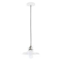Montclair Light Works PEB401-44-96-C21 - 10" Uno Pendant, white cord with canopy, White with Brushed Nickel Hardware