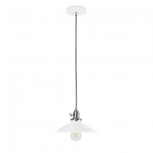 Montclair Light Works PEB404-44-96-C21 - 10" Uno Pendant, white cord with canopy, White with Brushed Nickel Hardware