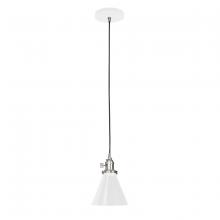 Montclair Light Works PEB405-44-96 - Uno 6" Pendant,  White with Brushed Nickel hardware