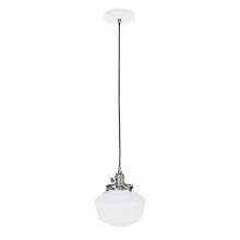Montclair Light Works PEB413-44-96-C21 - 8" Uno Pendant, white cord with canopy, White with Brushed Nickel Hardware