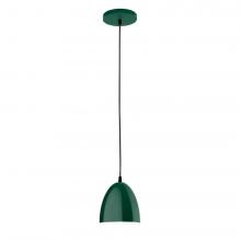 Montclair Light Works PEB417-42-C25-L10 - 6" J-Series shade, polished copper fabric cord with canopy, Forest Green