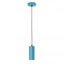 Montclair Light Works PEB418-54-C25-L10 - 3.5" J-Series shade, polished copper fabric cord with canopy, Light Blue