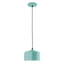 Montclair Light Works PEB419-48-C25-L10 - 8.5" J-Series shade, polished copper fabric cord with canopy, Sea Green