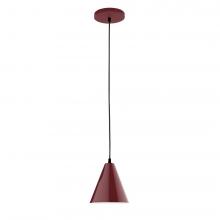 Montclair Light Works PEB420-55-C25-L10 - 8" J-Series shade, polished copper fabric cord with canopy, Barn Red