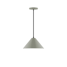 Montclair Light Works PEB422-24-C21 - 12" Pinnacle Pendant, white cord with canopy, Moss Green