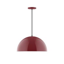 Montclair Light Works PEB433-55-C20-L13 - 18" Axis Dome LED Pendant, white fabric cord with canopy, Barn Red