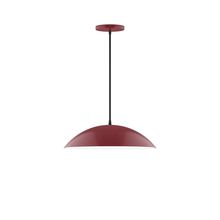 Montclair Light Works PEB438-55-C20-L13 - 16" Axis Half Dome LED Pendant, white fabric cord with canopy, Barn Red