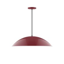 Montclair Light Works PEB439-55-C24-L14 - 24" Axis Half Dome LED Pendant, cool tweed fabric cord with canopy, Barn Red