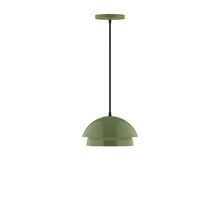  PEBX445-22-C22-L10 - 10" Nest LED Pendant, white and gray dot fabric cord with canopy, Fern Green