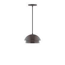  PEBX445-51-C22-L10 - 10" Nest LED Pendant, white and gray dot fabric cord with canopy, Architectural Bronze