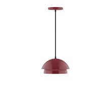  PEBX445-55-C27-L10 - 10" Nest LED Pendant, neutral argyle fabric cord with canopy, Barn Red