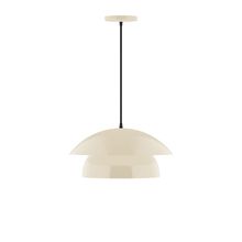  PEBX446-16-C16-L12 - 16" Nest LED Pendant, navy mini tweed fabric cord with canopy, Cream