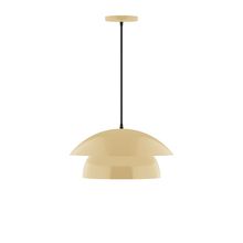  PEBX446-17-C25-L12 - 16" Nest LED Pendant, polished copper fabric cord with canopy, Ivory