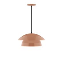  PEBX446-19-C24-L12 - 16" Nest LED Pendant, cool tweed fabric cord with canopy, Terracotta