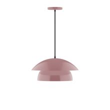  PEBX446-20-C23-L12 - 16" Nest LED Pendant, red and white zigzag fabric cord with canopy, Mauve