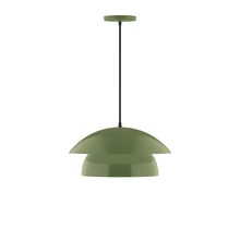  PEBX446-22-C22-L12 - 16" Nest LED Pendant, white and gray dot fabric cord with canopy, Fern Green