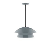  PEBX446-40-C20-L12 - 16" Nest LED Pendant, white fabric cord with canopy, Slate Gray