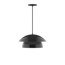  PEBX446-41-C25-L12 - 16" Nest LED Pendant, polished copper fabric cord with canopy, Black