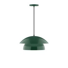  PEBX446-42-C25-L12 - 16" Nest LED Pendant, polished copper fabric cord with canopy, Forest Green